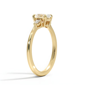 1.5 Ct IGI Certified Diamond VS1/F Oval Cut Three Stone Engagement Ring 14K Solid Gold