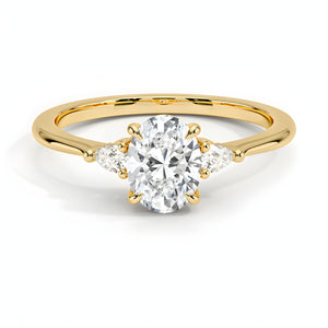 1.5 Ct IGI Certified Diamond VS1/F Oval Cut Three Stone Engagement Ring 14K Solid Gold