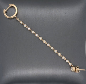14K Yellow Gold Diamond Drop Huggie Earrings