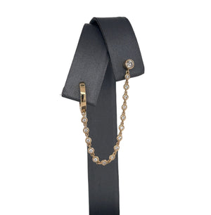 14K Yellow Gold Diamond Drop Huggie Earrings