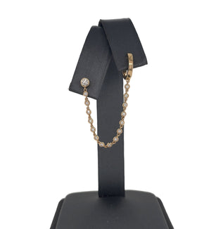 14K Yellow Gold Diamond Drop Huggie Earrings