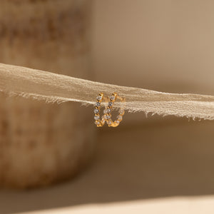 Inside Out Diamond Huggies by • Dainty Huggie Hoops • Crystal Hoop Earrings • Minimalist Jewelry • Bridesmaid Gift • ER385