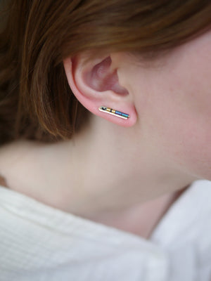 Beaded Ear Climbers, Minimalist Style Earrings