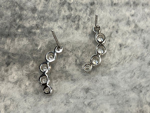 Gold Diamond Ear Climber. 5 Diamonds Ear Cuff in Silver. Ruby, Sapphire Diamond Stud Earrings. Crawler Earrings Gift. Same Day Shipping.