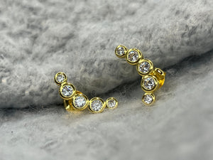 Gold Diamond Ear Climber. 5 Diamonds Ear Cuff in Silver. Ruby, Sapphire Diamond Stud Earrings. Crawler Earrings Gift. Same Day Shipping.