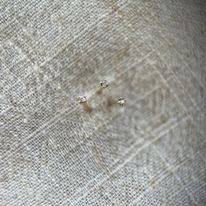 Tiny Ear Stud with Micro Diamond in 9Ct Yellow Gold Natural Tiny Genuine Diamond. Studs Sold as a Single and in a Pair.