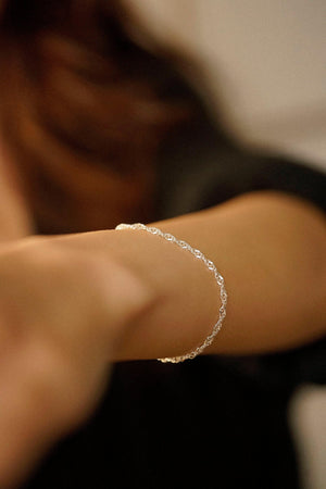 Dainty Sterling Silver Twist Curb Chain Bracelet - Perfect Birthday Gift for Her.