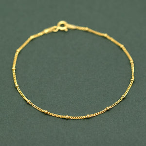 Beaded Gold Plated Anklet, Fine Curb Chain Anklet, Layered Anklet, Beach Jewelry, Gift for Her