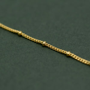 Beaded Gold Plated Anklet, Fine Curb Chain Anklet, Layered Anklet, Beach Jewelry, Gift for Her