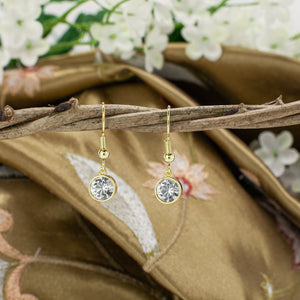 April Diamond Drop Earrings, Bohemian Crystal, Gold or Silver, French Hooks