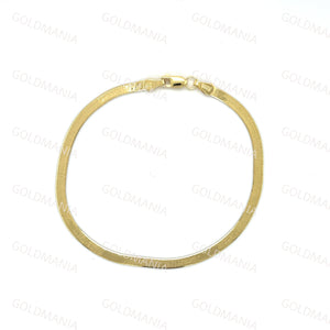 14K Solid Gold Herringbone Anklet: 3Mm Real Gold Ankle Chain