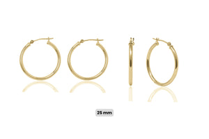 14K Gold Hoop Earrings: Minimalist Lightweight Yellow Gold