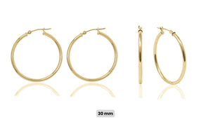 14K Gold Hoop Earrings: Minimalist Lightweight Yellow Gold