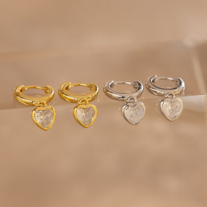 Diamond Heart Drop Earrings by Caitlyn Minimalist • Dangling Gemstone Huggie Hoop Earrings • Dainty Coquette Jewelry • Gift for Her • ER476