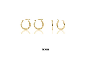 14K Gold Hoop Earrings: Minimalist Lightweight Yellow Gold