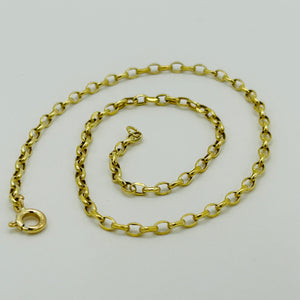 9Ct Real Yellow Gold 2Mm Belcher Anklet | 10 Inch Oval Link Anklet | Women Gold Anklet | Brand New