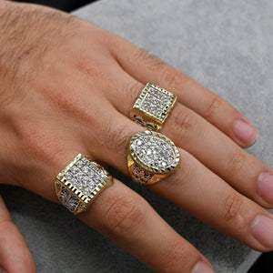 Real 10K Solid Gold Men'S Ring CZ Stone Real Solid 10K Yellow Gold Large Men'S Ring | All Sizes | 10K Solid round Gold Ring