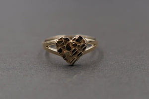 10K Yellow Gold Diamond Cut Heart Nugget Ring