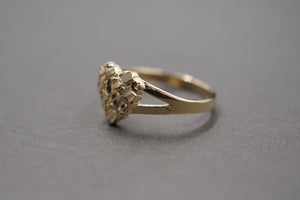 10K Yellow Gold Diamond Cut Heart Nugget Ring