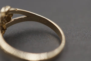 10K Yellow Gold Diamond Cut Heart Nugget Ring