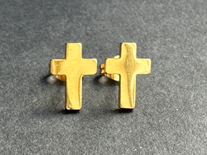 Cross Stud Surgical Steel Earrings Black, Silver & Gold