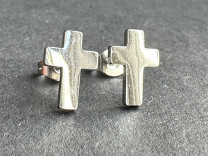 Cross Stud Surgical Steel Earrings Black, Silver & Gold