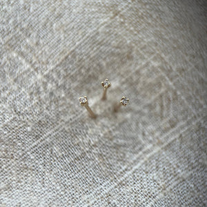 Tiny Ear Stud with Micro Diamond in 9Ct Yellow Gold Natural Tiny Genuine Diamond. Studs Sold as a Single and in a Pair.