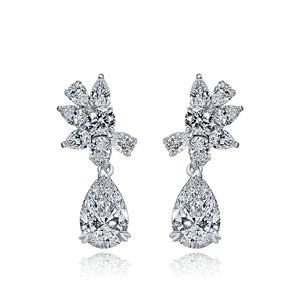 2.30 Ct Lab Grown Diamond Pear Drop Earrings, 14K White Gold Bridal Dangle
