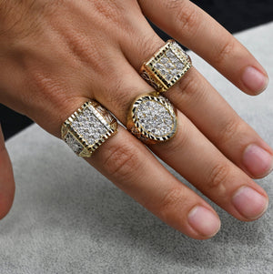 Real 10K Solid Gold Men'S Ring CZ Stone Real Solid 10K Yellow Gold Large Men'S Ring | All Sizes | 10K Solid round Gold Ring