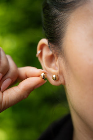 18K Solid Gold Ball Stud Earrings, 7Mm Dainty Minimalist Earrings, Everyday Jewelry, Gift for Her