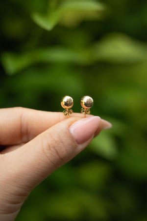 18K Solid Gold Ball Stud Earrings, 7Mm Dainty Minimalist Earrings, Everyday Jewelry, Gift for Her
