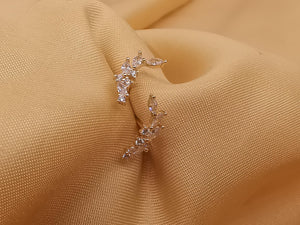 Dainty Olive Leaf Post Studs Ear Climber 14K Gold Plated 925 Silver Leaf Studs Cramler Branches Crystal Climber Earrings