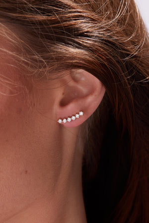 0.80Ct Lab Grown Diamond Ear Climbers – 14K Gold Minimalist Earrings, Unique & Elegant