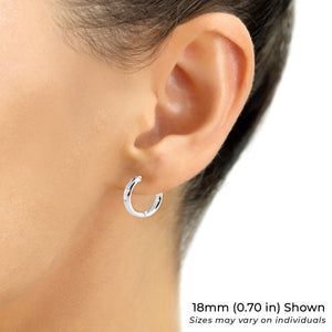 Elegant 925 Sterling Silver Small Huggie Hoop Earrings - Available in 18MM & 20MM.