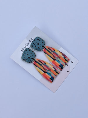 Statement Earrings by Mila Studio • Drop Earrings for Everyday • Birthday Gift for Her • Colourful Jewellery • Art Deco Dangle Earrings