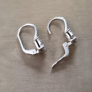 Pavè Diamond Leverback Earrings in 18K White Gold, Dangle Hoop Earrings