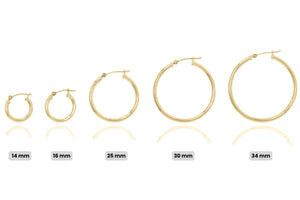 14K Gold Hoop Earrings: Minimalist Lightweight Yellow Gold