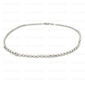 14K White Gold round Link Anklet - 2.0Mm, 10 Inch