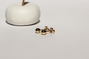 Solid Gold 14K Ball Post Studs Tiny Simple Sphere Earrings Men Women Kids Ear Decor round Bead Earlobe Piercing Minimalist Unisex Jewelry