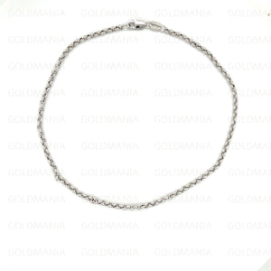14K White Gold round Link Anklet - 2.0Mm, 10 Inch