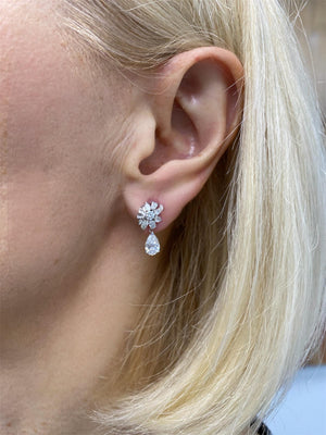 2.30 Ct Lab Grown Diamond Pear Drop Earrings, 14K White Gold Bridal Dangle