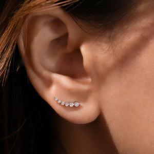 Ear Climber Earring, Lab Grown Diamond Stud Earring Diamond Ear Cuff, Statement Earring, 14K Gold Dainty Earring, Designer Earring for Women