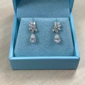 2.30 Ct Lab Grown Diamond Pear Drop Earrings, 14K White Gold Bridal Dangle