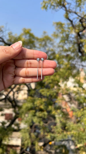 14K Yellow Gold Diamond Bar Drop Earrings: Minimalist Fine Jewelry