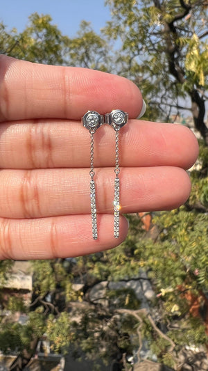 14K Yellow Gold Diamond Bar Drop Earrings: Minimalist Fine Jewelry