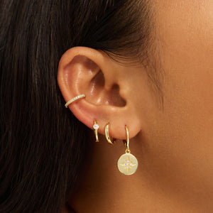 Elegant 14K Gold Bezel Diamond Huggie Hoop Earrings - Perfect Gift for Mom.
