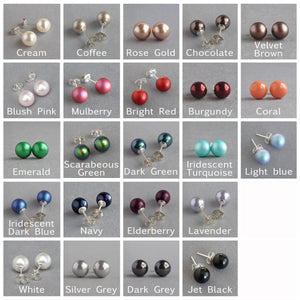 8Mm Cream Pearl Stud Earrings - round Cream Swarovski Pearl Ball Studs - Ivory Wedding Jewellery for Brides/Bridesmaids - Gifts for Her