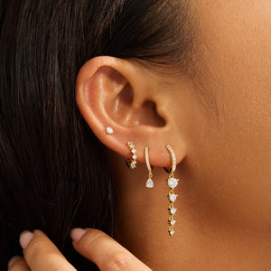 18K Gold Hoop Earrings Dangle Drop Hoops Diamond Earrings Gold Earrings Small Hoop Earrings Gold Huggie Earrings Mom Gift for Her