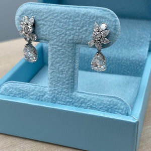 2.30 Ct Lab Grown Diamond Pear Drop Earrings, 14K White Gold Bridal Dangle