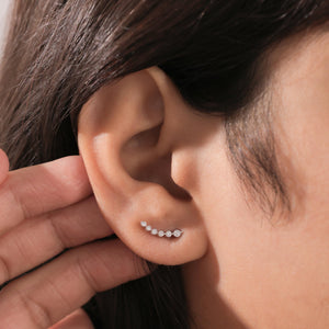 Ear Climber Earring, Lab Grown Diamond Stud Earring Diamond Ear Cuff, Statement Earring, 14K Gold Dainty Earring, Designer Earring for Women